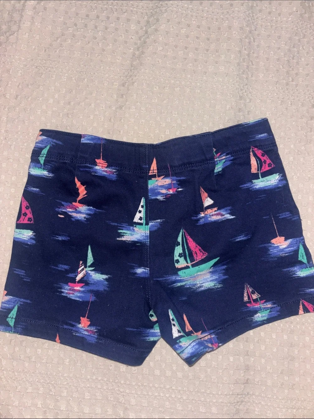 Gymboree Navy Sailboat Print Kids Shorts with Pink & Teal Accents